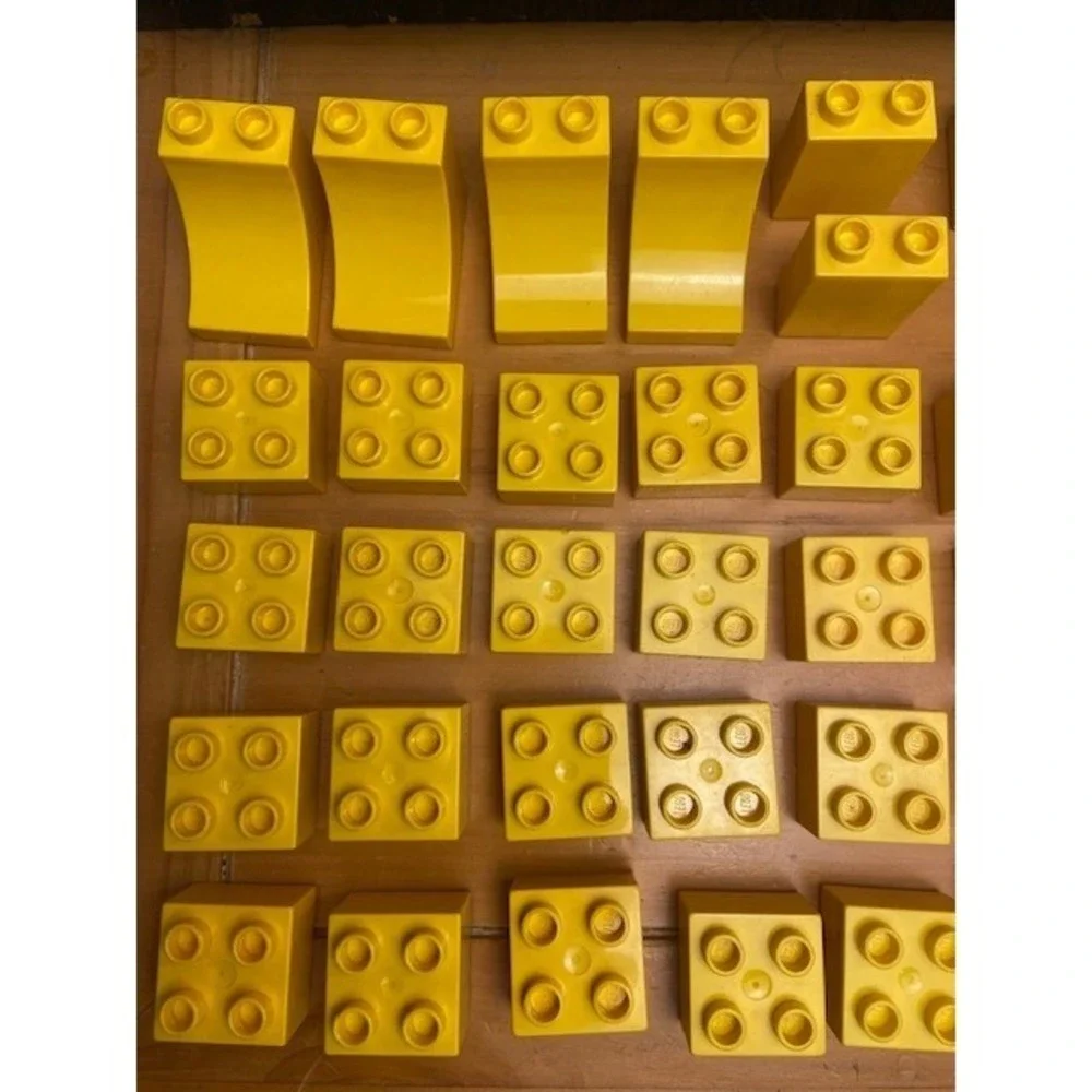 LEGO Duplo Bulk Lot Yellow Bricks Plates Curved Slopes 50+ Pieces Mixed Set